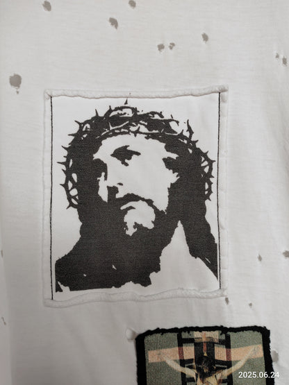 Givenchy Jesus Patch Distressed T Shirt Xs Oversized