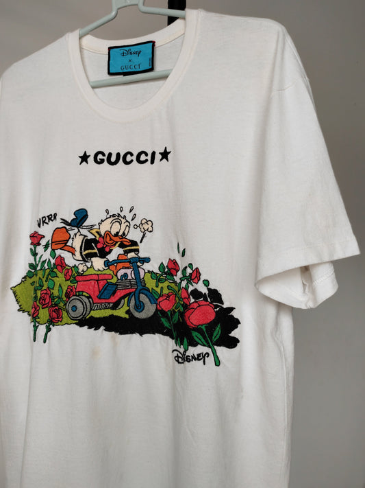 Gucci Disney Donald Duck  Off White Cotton T Shirt  M Regular Fit