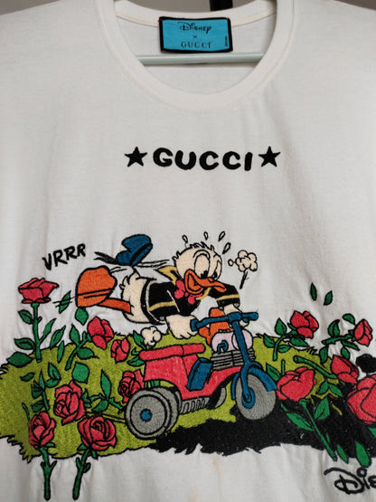 Gucci Disney Donald Duck  Off White Cotton T Shirt  M Regular Fit