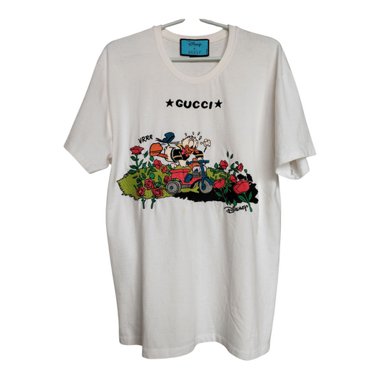 Gucci Disney Donald Duck  Off White Cotton T Shirt  M Regular Fit