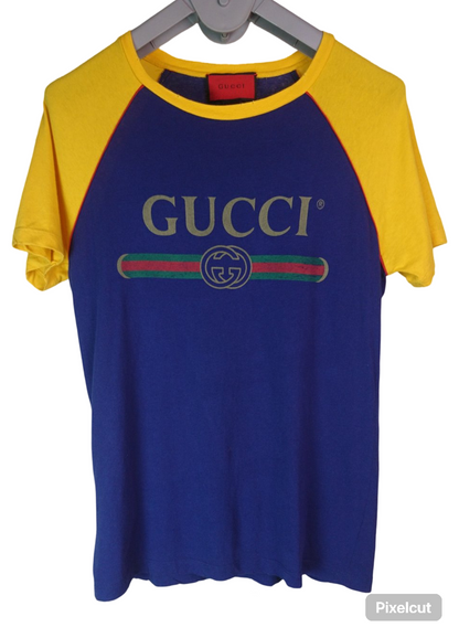 Gucci Blind For Love Print Blue Yellow T Shirt