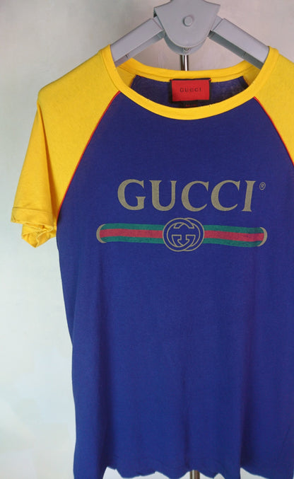 Gucci Blind For Love Print Blue Yellow T Shirt