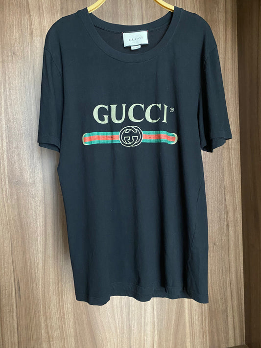 Gucci Logo Black Cotton T Shirt