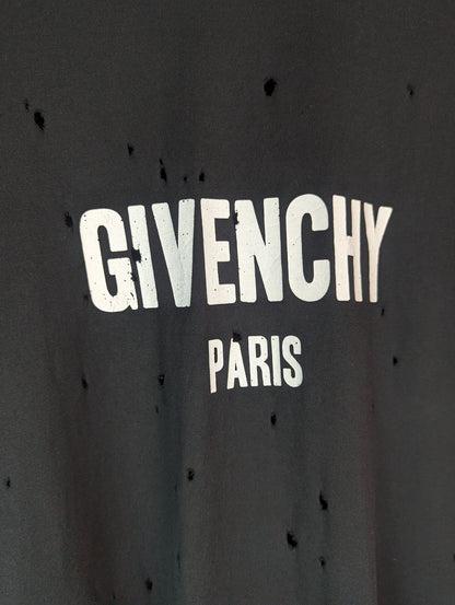 Givenchy Distressed Logo Black Cotton S Oversized