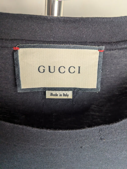 Gucci Logo Signature Black Cotton T Shirt S